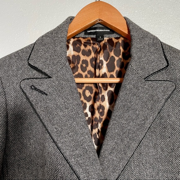 Express Wool Blend Gray Jacket Blazer - Size 4 - Picture 3 of 11